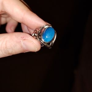 Blue apatite ring